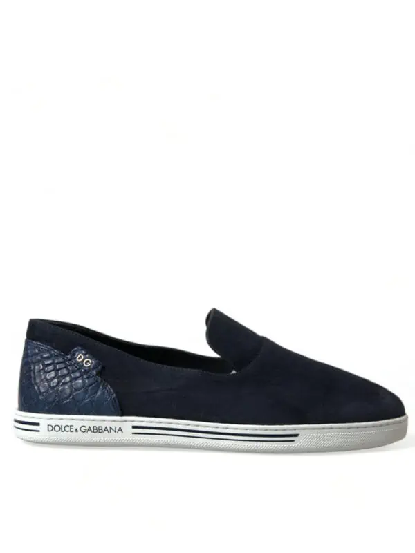 Dolce & Gabbana Blue Suede Caiman Loafers Saint Tropez Shoes