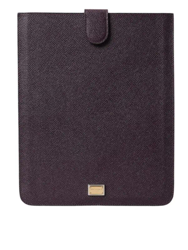 Dolce & Gabbana Dark Brown Leather Logo Plaque Cover Sleeve Tablet Case