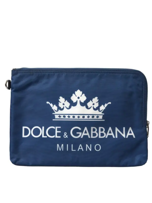 Dolce & Gabbana Blue DG Milano Print Nylon Pouch Clutch Men Bag