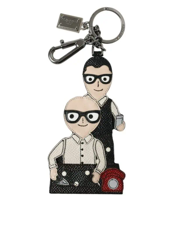 Dolce & Gabbana Leather Dominico Stefano #DGFAMILY Logo Badge Keychain