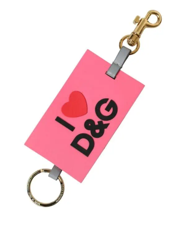 Dolce & Gabbana Pink Silicone DG Logo Gold Brass Keychain