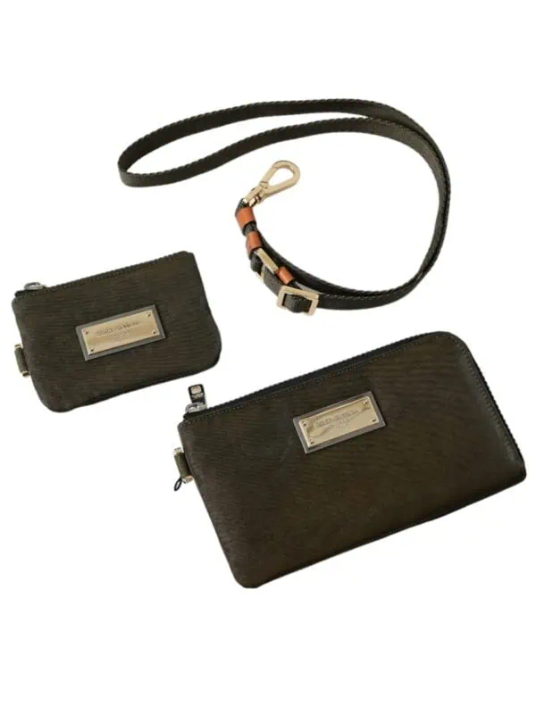 Dolce & Gabbana Dark Green Nylon Logo Multifunctional Kit 2 Pcs Set Bags