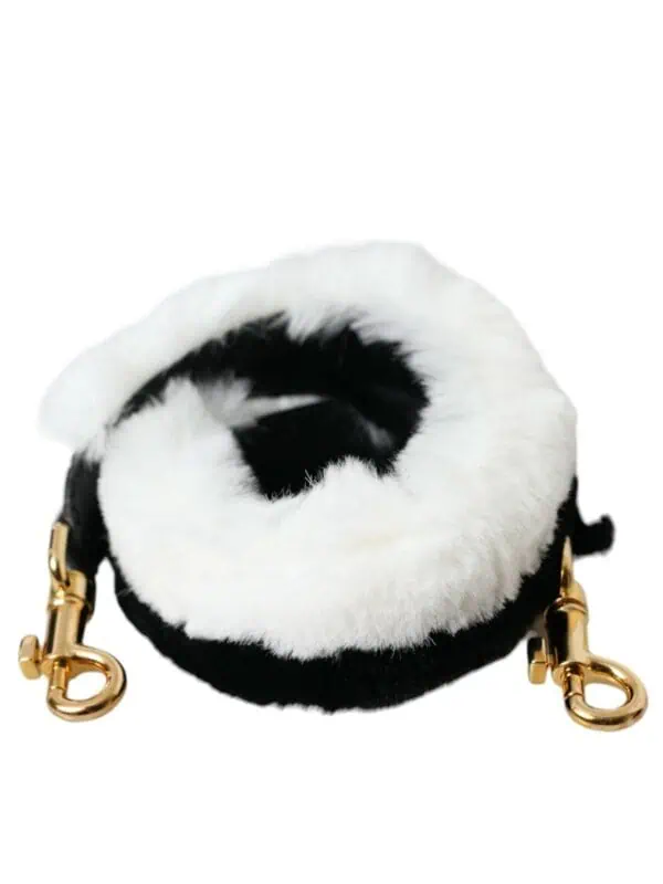 Dolce & Gabbana Black White Lapin Fur Accessory Shoulder Strap
