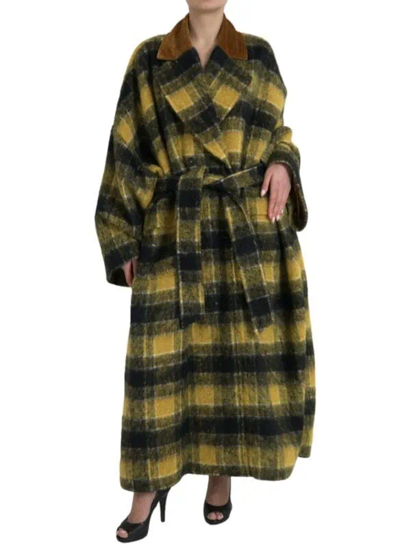 Dolce & Gabbana Yellow Checkered Long Sleeve Coat Jacket