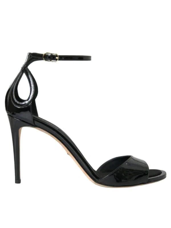 Dolce & Gabbana Black KEIRA Leather Heels Sandals Shoes