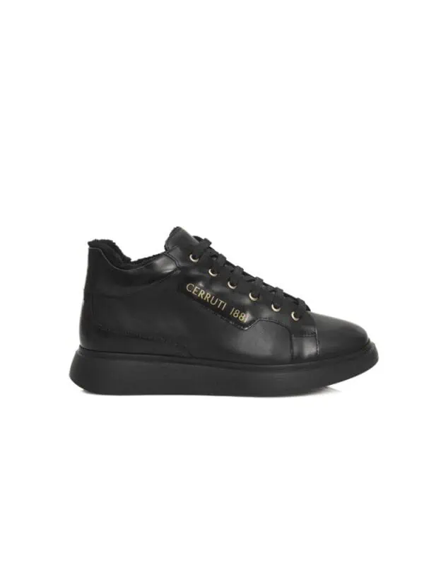 Cerruti 1881 Black Leather Women Sneaker