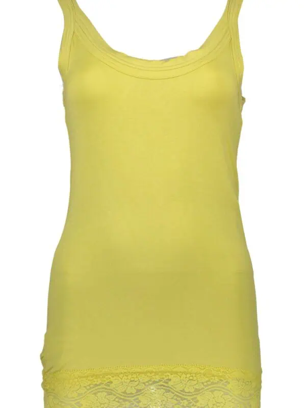 Silvian Heach Yellow Cotton Womens Tank with Lace Detail
