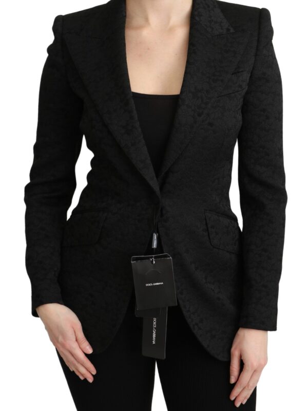 Dolce & Gabbana Black Brocade Single Breasted Blazer Jacket