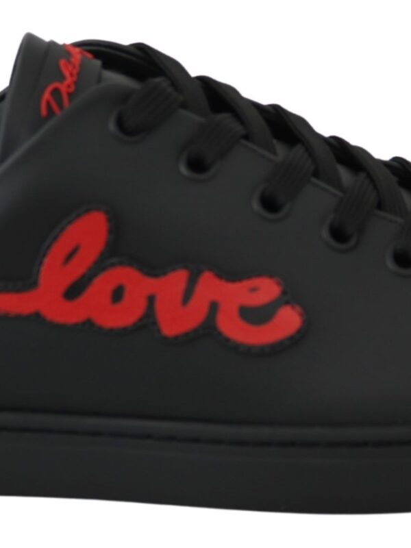 Dolce & Gabbana Black Leather Love Heart Sneakers Womens Shoes