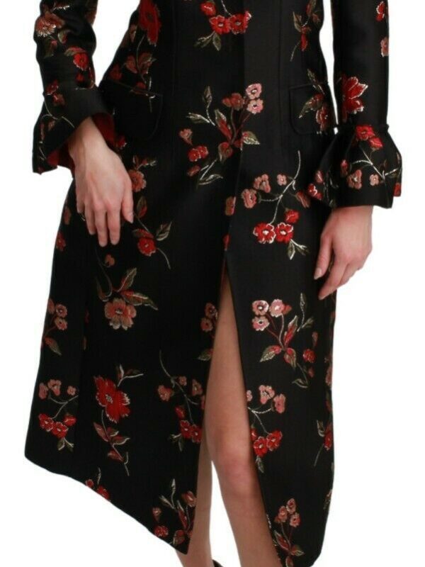 Dolce & Gabbana Black Floral Embroidered Jacket Coat