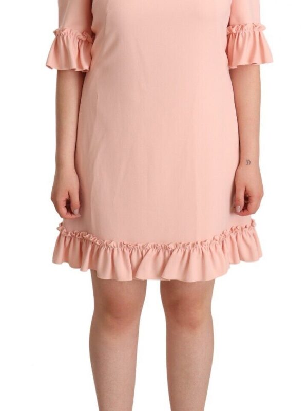Dolce & Gabbana Pink Ruffled Sleeves Viscose Sheath Dress