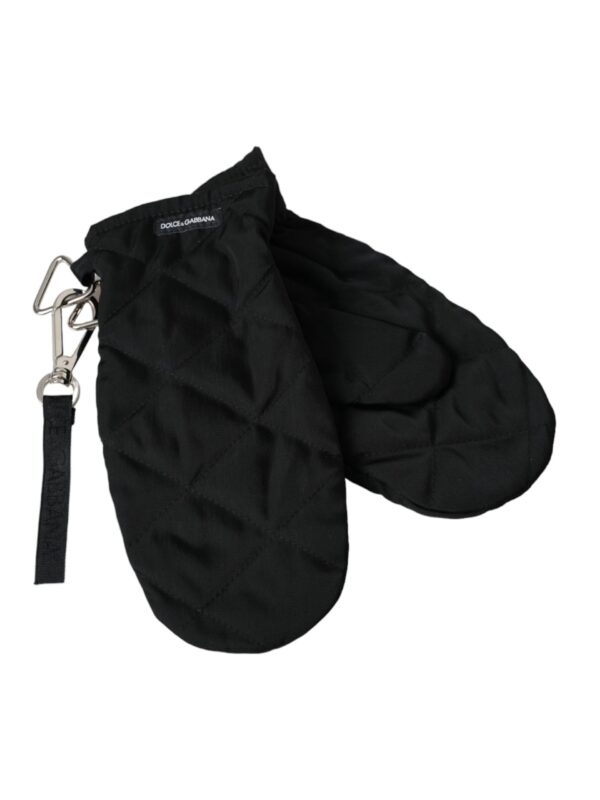 Dolce & Gabbana Black Quilted Nylon Wrist Length Mitten Gloves