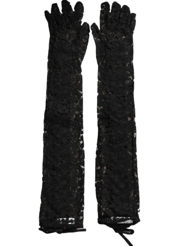 Dolce & Gabbana Black Taormina Lace Elbow Length Gloves