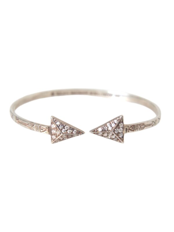 Nialaya Arrow Crystal 925 Silver Bangle Bracelet Women