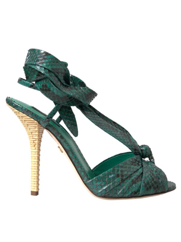 Dolce & Gabbana Green Exotic Leather Heels Sandals Shoes