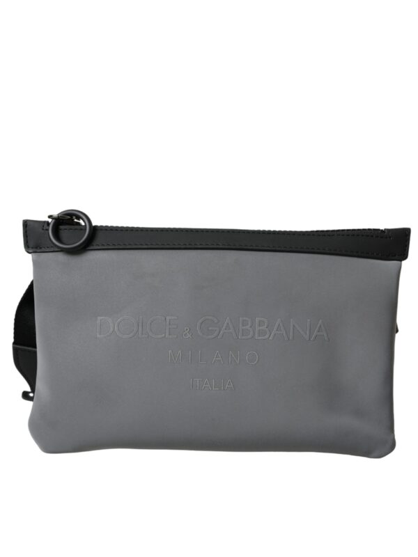 Dolce & Gabbana Gray Neoprene Logo Zip Waist Fanny Pack Belt Pouch Bag