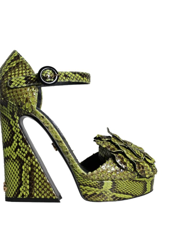 Dolce & Gabbana Green Exotic Leather Ankle Strap Heels Sandals Shoes