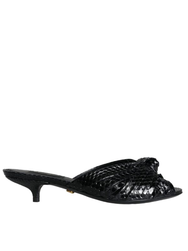 Dolce & Gabbana Black Leather Heels Slides Sandals Shoes