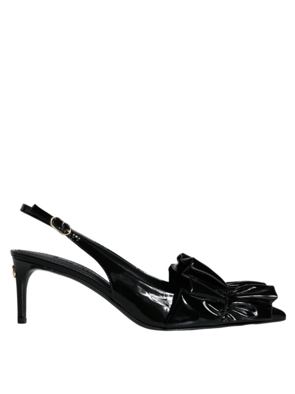Dolce & Gabbana Black Patent Leather Heels Slingback Shoes