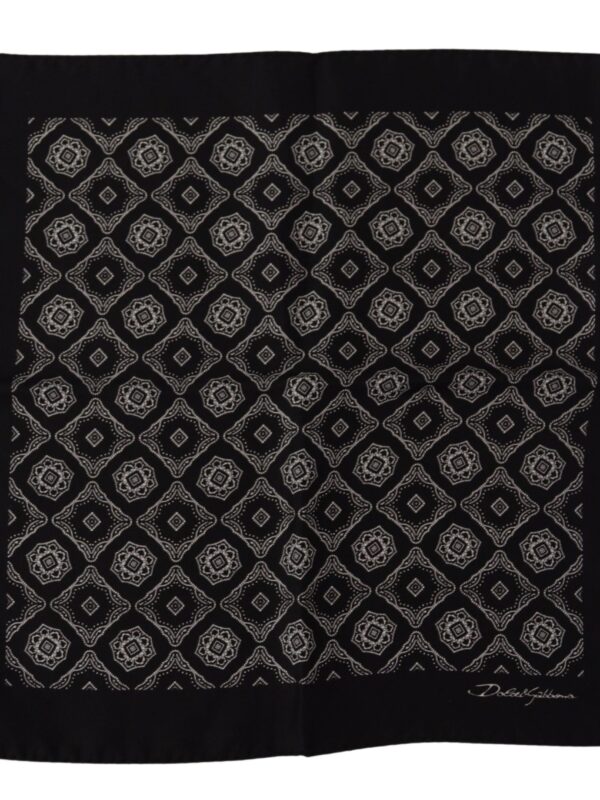 Dolce & Gabbana Black Geometric Patterned Square Handkerchief Scarf