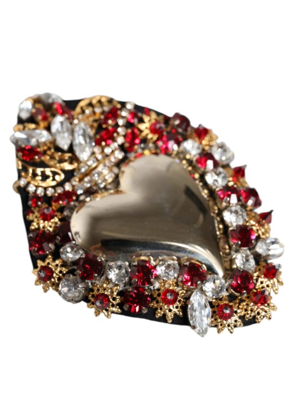 Dolce & Gabbana Gold Tone Brass Sacred Heart Crystal Embellished Brooch