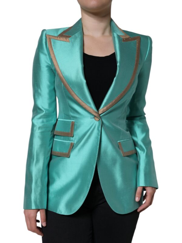 Dolce & Gabbana Metallic Green Single Breasted Blazer Jacket