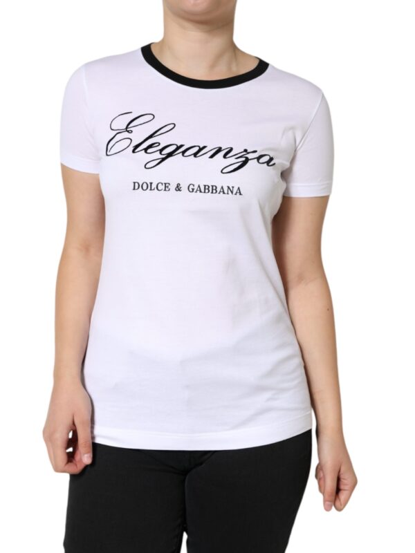 Dolce & Gabbana White Eleganza Print Cotton Short Sleeves T-shirt