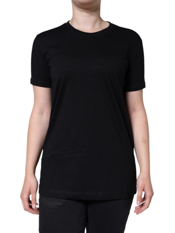 Dolce & Gabbana Black Cotton Crew Neck Short Sleeve T-shirt