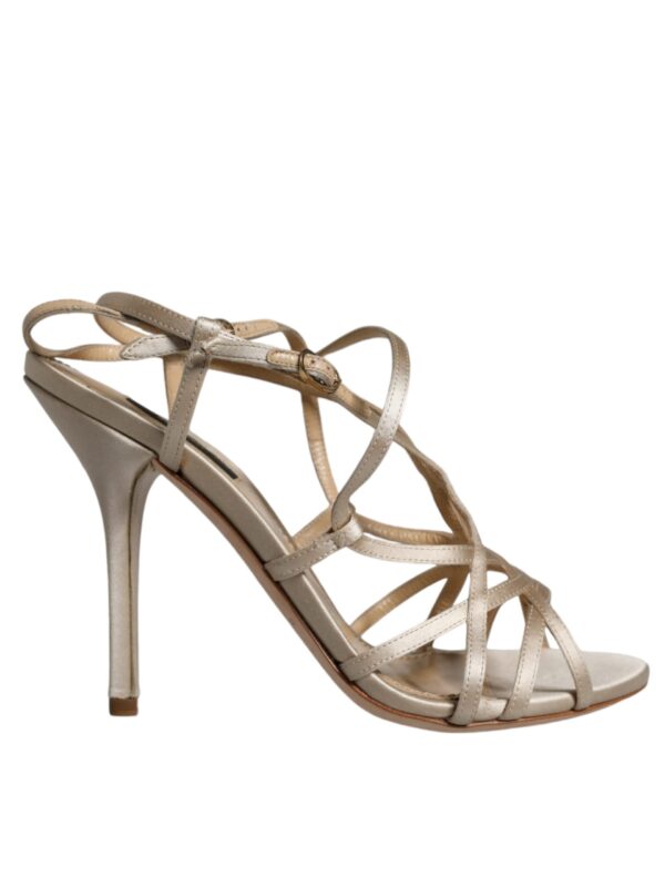 Dolce & Gabbana Beige Leather Stiletto Heels Sandals Shoes