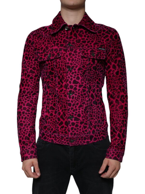 Dolce & Gabbana Fuchsia Leopard Button Down Collared Jacket