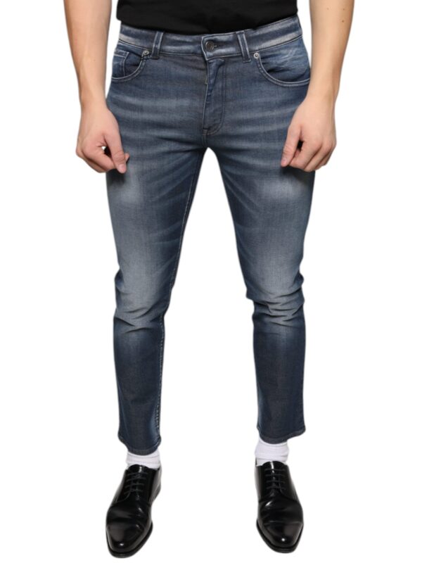 Dolce & Gabbana Dark Blue Washed Cotton Skinny Denim Jeans