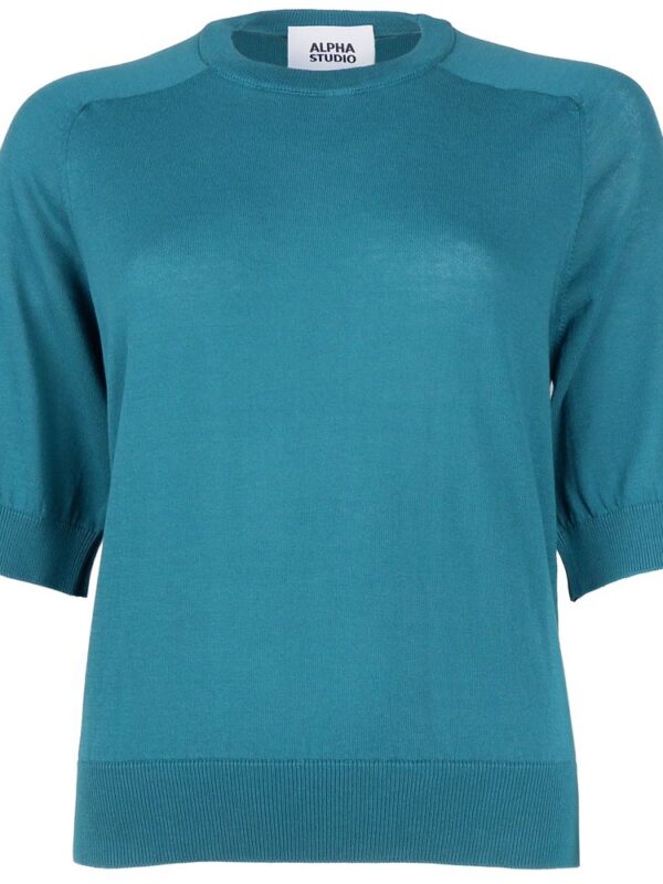 Alpha Studio Green Cotton Sweater