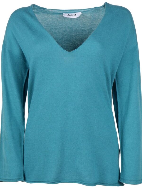Alpha Studio Green Cotton Sweater