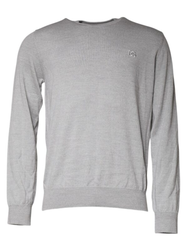 Dolce & Gabbana Light Gray Wool Crew Neck Pullover Sweater