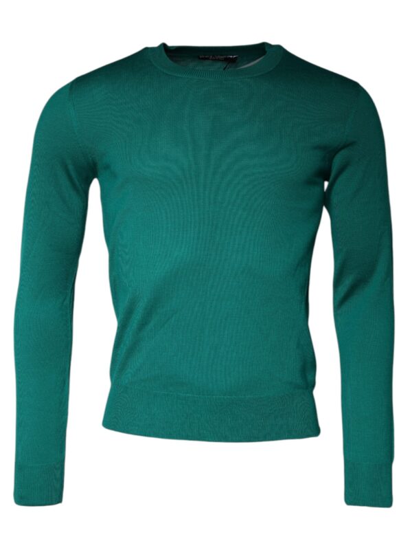 Dolce & Gabbana Green Wool Knit Crew Neck Pullover Sweater