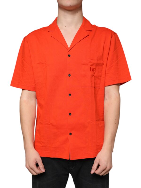 Dolce & Gabbana Orange Cotton Button Down Casual Polo Shirt