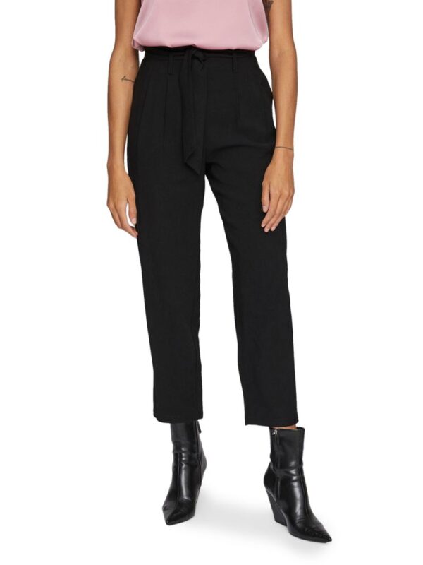Vila Clothes Black Viscose Cropped Pant