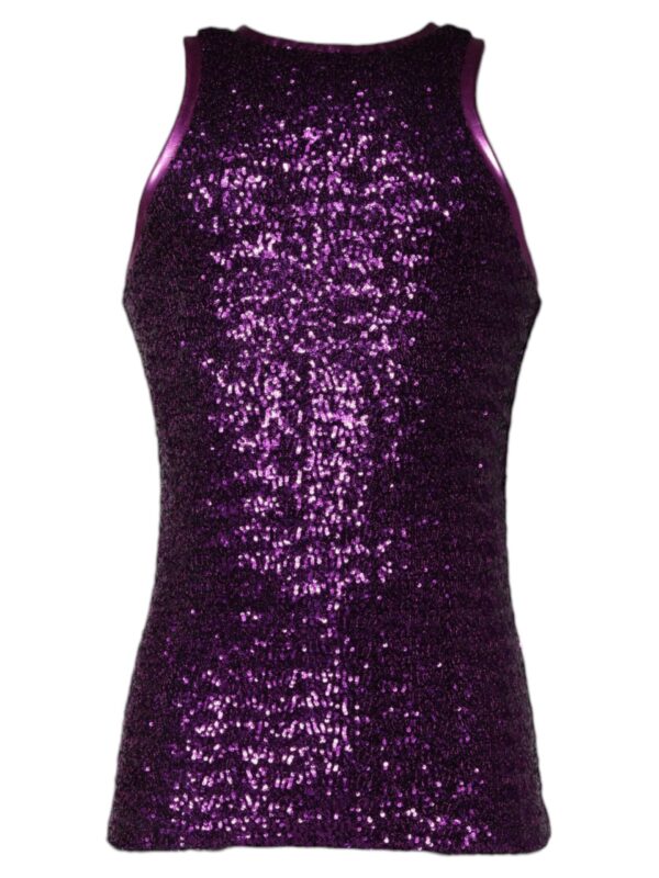 Dolce & Gabbana Purple Sequin Round Neck Sleeveless T-shirt