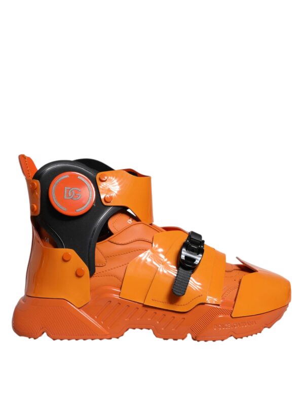 Dolce & Gabbana Orange Multi Panel Chunky High Top Sneakers Shoes