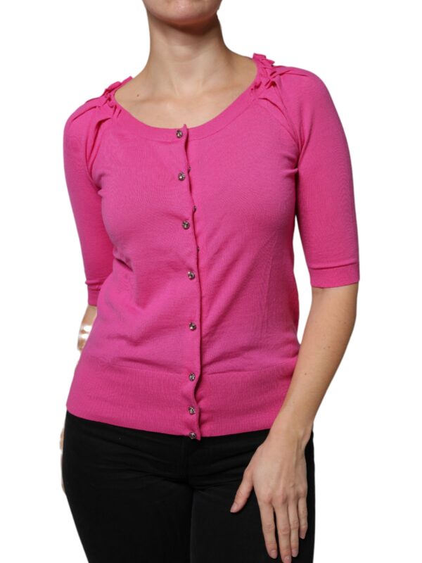 Dolce & Gabbana Pink Wool Button Down Cardigan Sweater