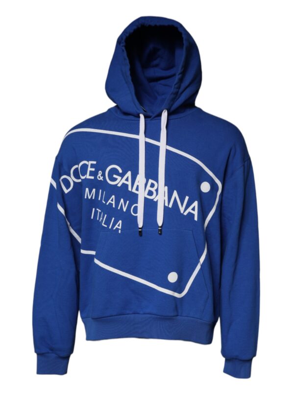 Dolce & Gabbana Blue Logo Print Hooded Sweatshirt Sweater