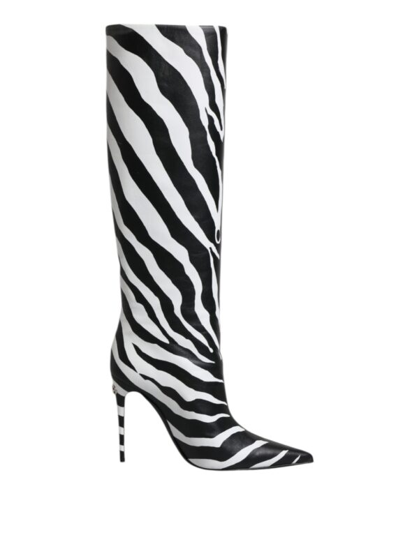 Dolce & Gabbana Black White Zebra Heels High Boots Shoes
