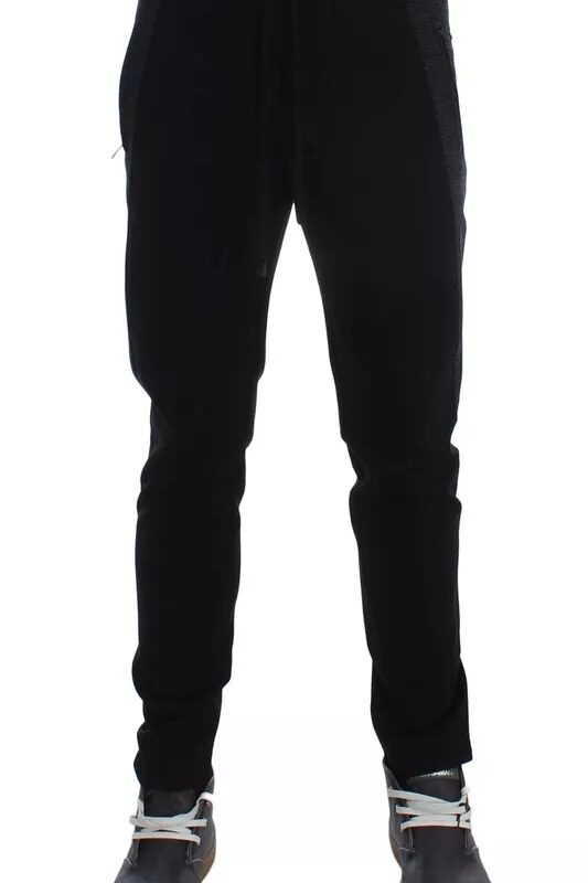Dolce & Gabbana Black Gray Wool Casual Trousers Stripe Pants