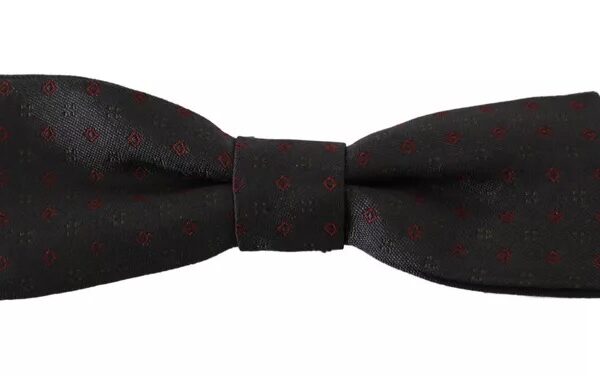 Dolce & Gabbana Gray Dotted Silk Adjustable Neck Bow Tie