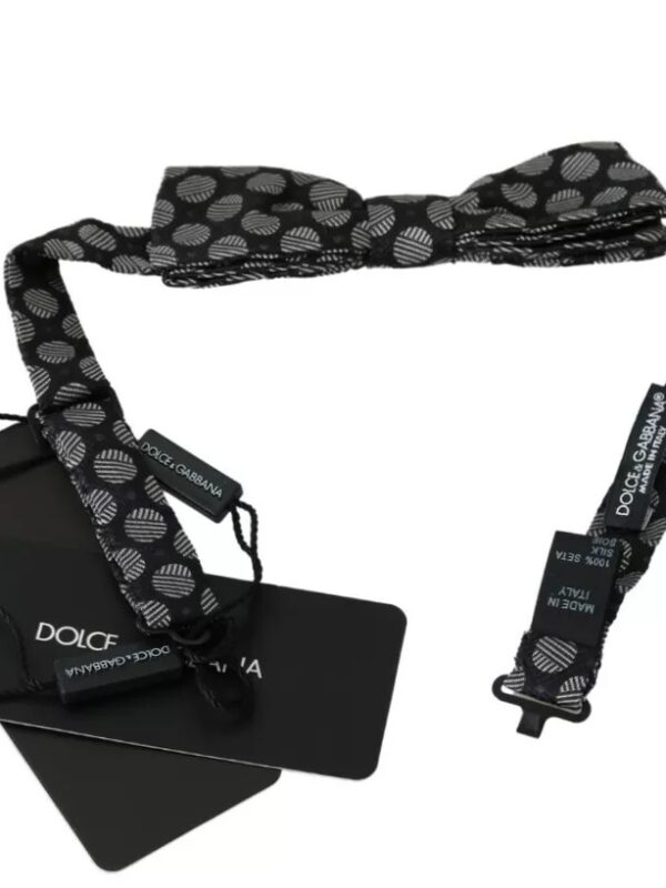 Dolce & Gabbana Black Silk Circles Men Necktie Bow Tie
