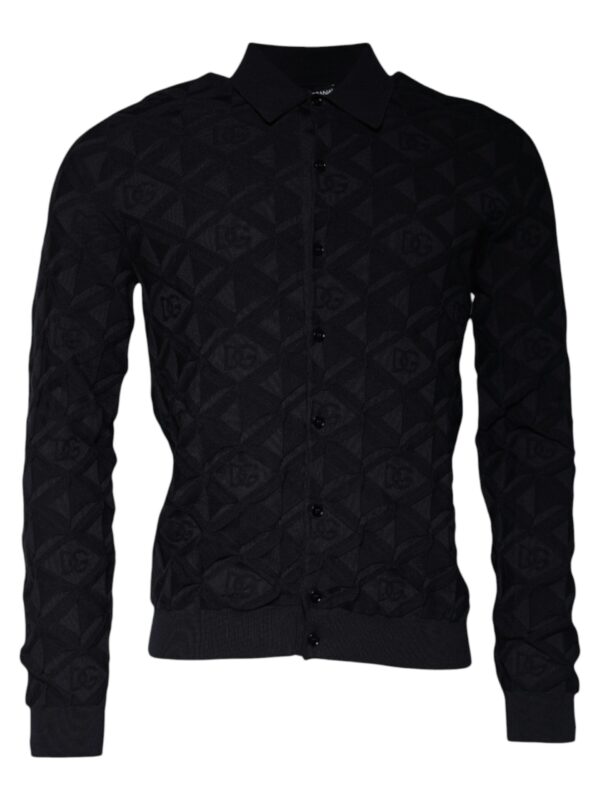 Dolce & Gabbana Black Silk Crew Neck Men Cardigan Sweater