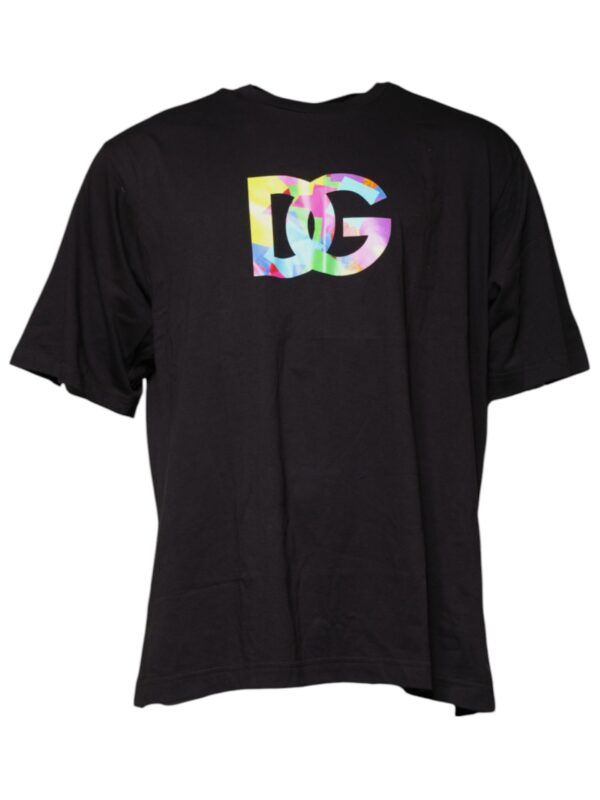 Dolce & Gabbana Black Logo Print Cotton Crew Neck T-shirt