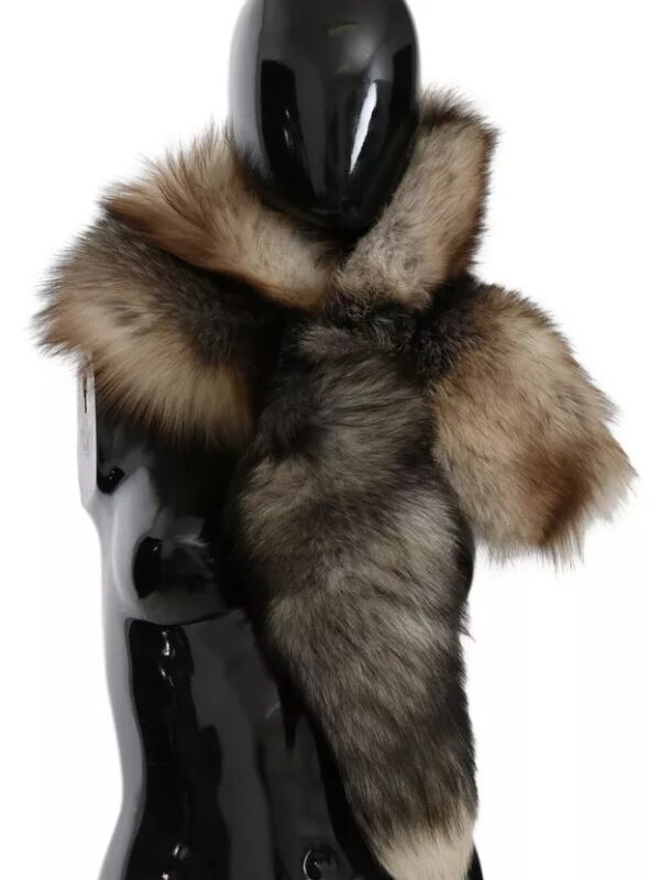 Dolce & Gabbana Brown Fox Tail Fur Shawl Neck Wrap Cover Collar Scarf