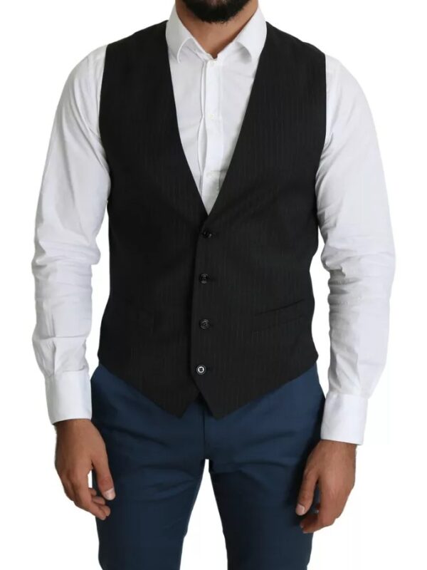 Dolce & Gabbana Black Men Formal STAFF Dress Waistcoat Vest