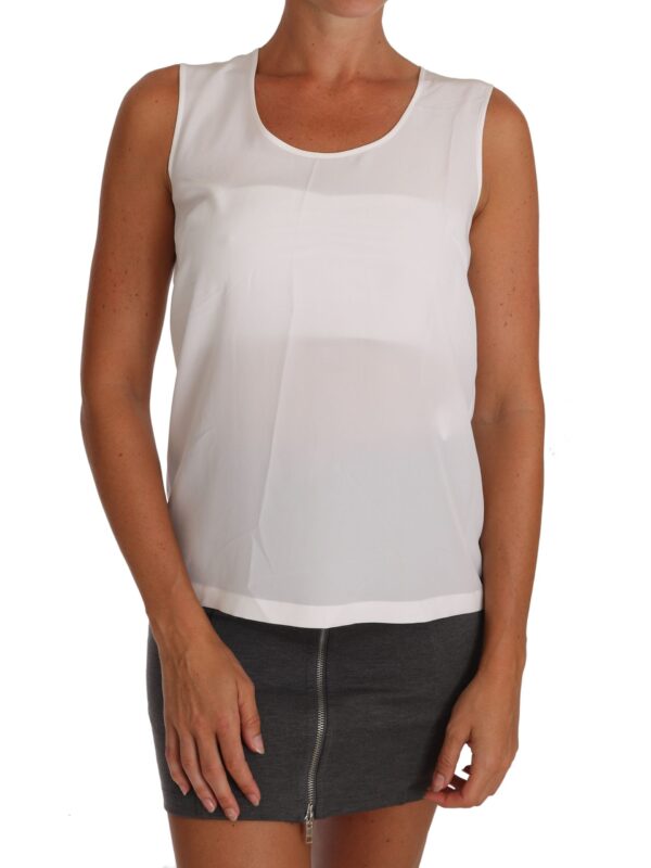 Dolce & Gabbana White Silk A-line Sleeveless Blouse T-Shirt Top